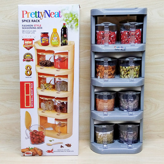 Pretty Neat Space-Saving Plastic Masala & Spices Storage Tower Rack With Spoons(Random Colors Will be sent)
