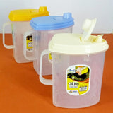 Aroni 1-Litre Kitchen Plastic Transparent Oil Jug ( Random Colors )
