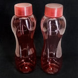 Appollo Pack Of 2pcs Summer Transparent Plastic One-Litre Fridge Water Bottle Set ( Random Colors )