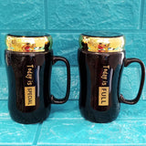Ceramic Imported Quality Black Mug With Plastic Air-Tight
