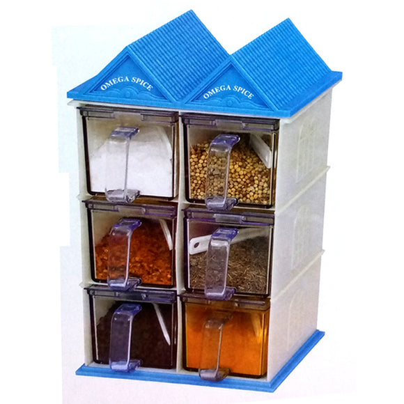 Omega Hut-Shape Masala & Spices Storage Rack With Spoons ( Random Colors Will Be Sent)