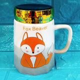 Fox Beaver Ceramic Imported Quality 300ml Mug With Plastic Air-Tight Lid