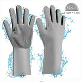 Pack Of 2pcs Silicon Dish Washing / Cleaning Kitchen  Gloves With Sponge ( Random Colors Will Be Sent )