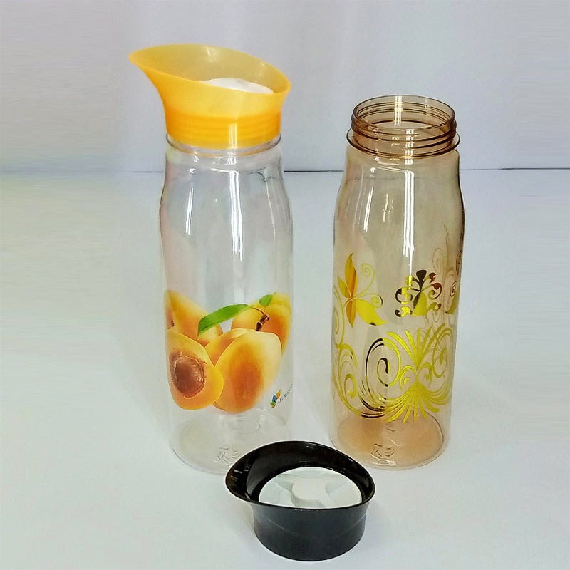 Flora Plastic 900ml Printed Pet Kitchen Multi-Purpose Oil & Water Bottle ( Random Colors )
