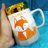 Fox Beaver Ceramic Imported Quality 300ml Mug With Plastic Air-Tight Lid