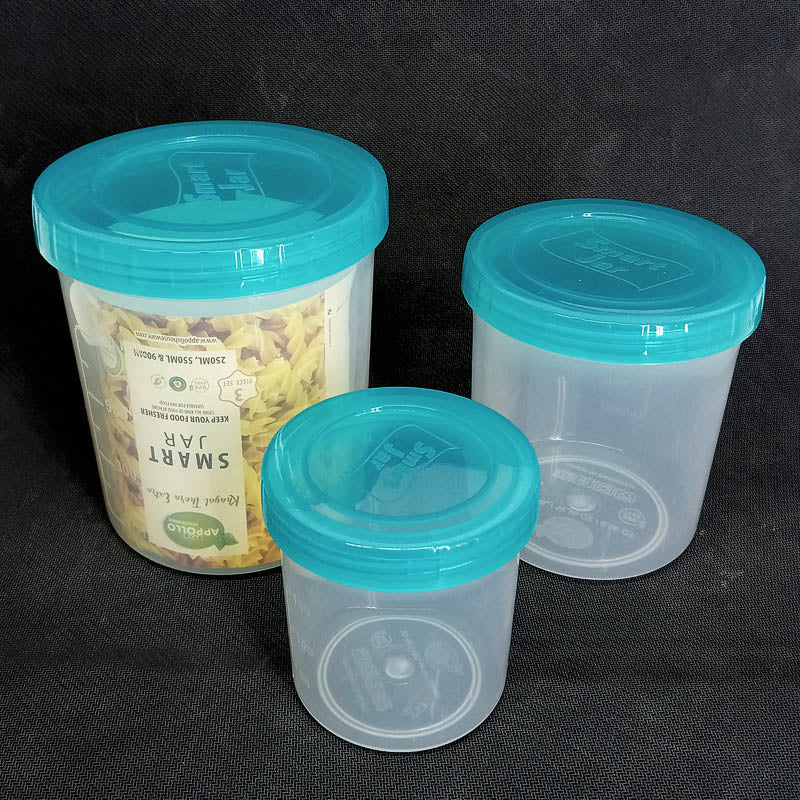 Appollo Pack Of 3pcs Medium & Small Size Plastic Heavy-Duty Food Jar Set ( Random Colors )