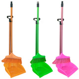 Standing Dustpan & Brush Sweeper Set With Plastic Handle ( Random Colors)