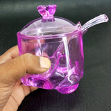 Novel Elephant Acrylic Plastic Crystal Sugar Pot With Spoon