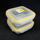 Pioneer Pack Of 2pcs Plastic Medium-Size Square Air-Tight Transparent Bowl Set ( Random Color Will be Sent)
