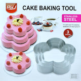Flower Stainless Steel Cake Baking Cutter Shaping 3pcs Tool Set