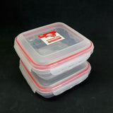 Pioneer Pack Of 2pcs Plastic Medium-Size Square Air-Tight Transparent Bowl Set ( Random Color Will be Sent)