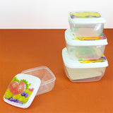 Fresh Small Size Air-Tight Plastic Pack Of 4pcs Square Storage Bowl Set