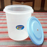 AKP Transparent Plastic 10-Liters Round Food Storage Jar ( Random Colors Will Be Sent)
