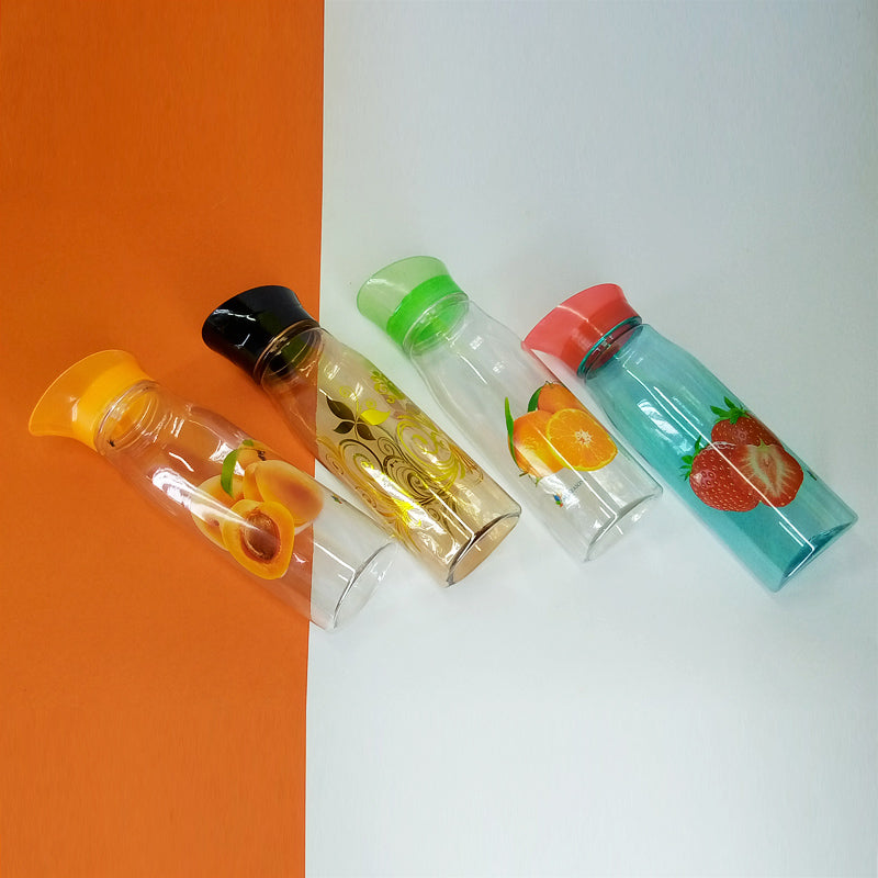 Flora Plastic 900ml Printed Pet Kitchen Multi-Purpose Oil & Water Bottle ( Random Colors )