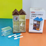 Omega Hut-Shape Masala & Spices Storage Rack With Spoons ( Random Colors Will Be Sent)