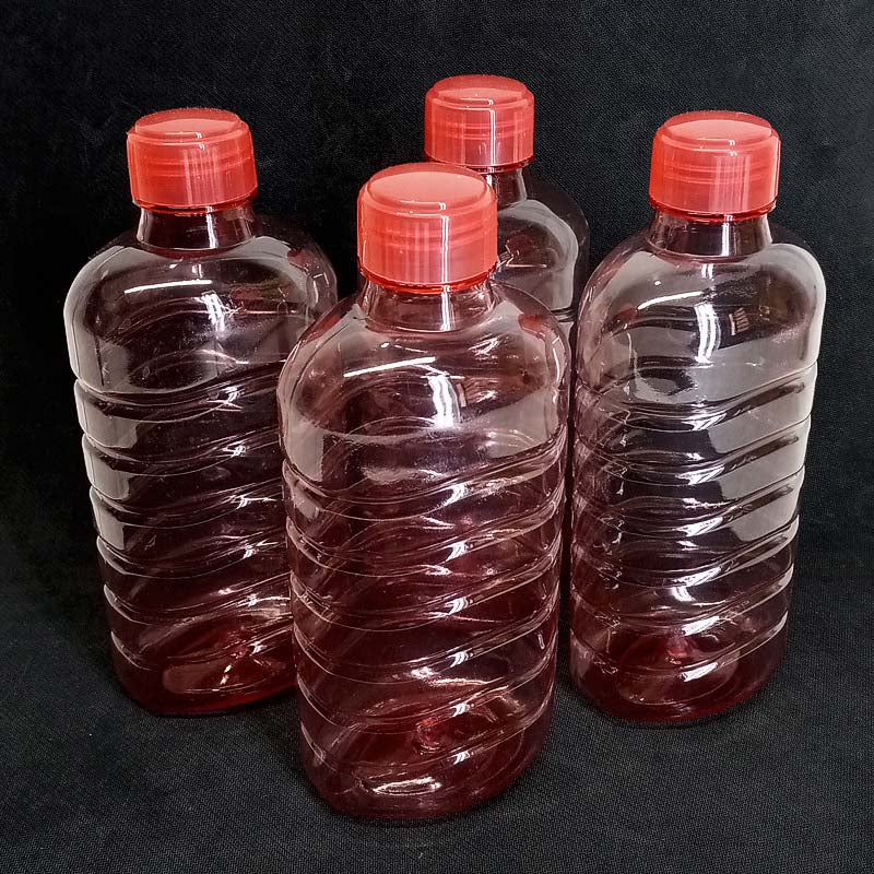 Surprise Pack Of 4pcs Plastic 1-Litre Fridge Water Bottle ( Random Colors Will Be Sent )