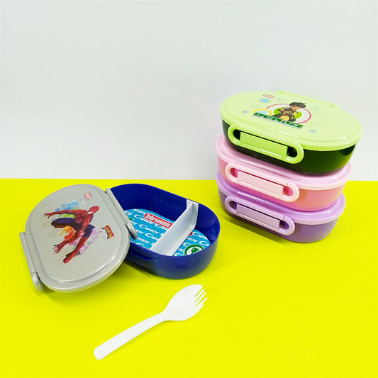 Bright Flat Style Kids' Plastic Lunch Box With Partition Lid ( Random Colors Will Be Sent )