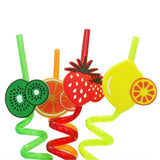 Pack Of 4pcs Re-Usable Fruit Plastic Acrylic Drinking Party Straws