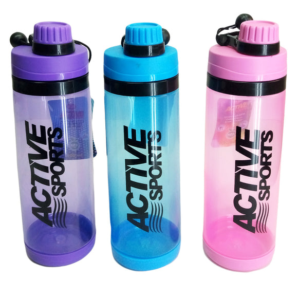 Bright Active Sport 600ml Transparent Plastic Water Bottle