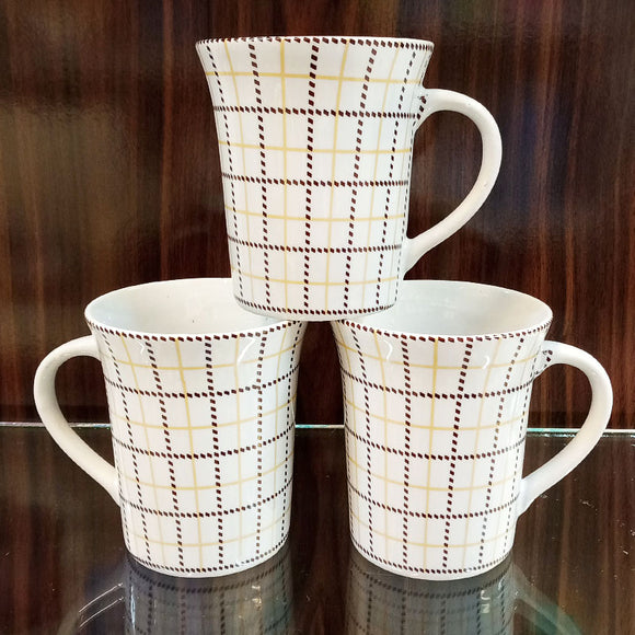 Pack Of 6pcs Large-Size 270ml Square Lines Ceramic Mug Set