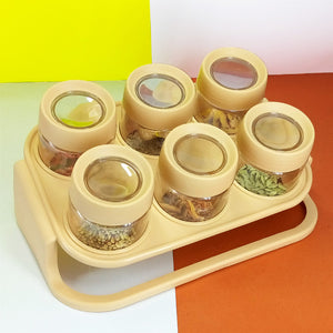 Brite Spice Zone Masala Spice Stand Rack With Spoons ( Each Jar Capacity 250-grams)