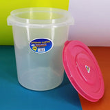 AKP Transparent Plastic 16-Liters Round Food Storage Jar ( Random Colors Will Be Sent)