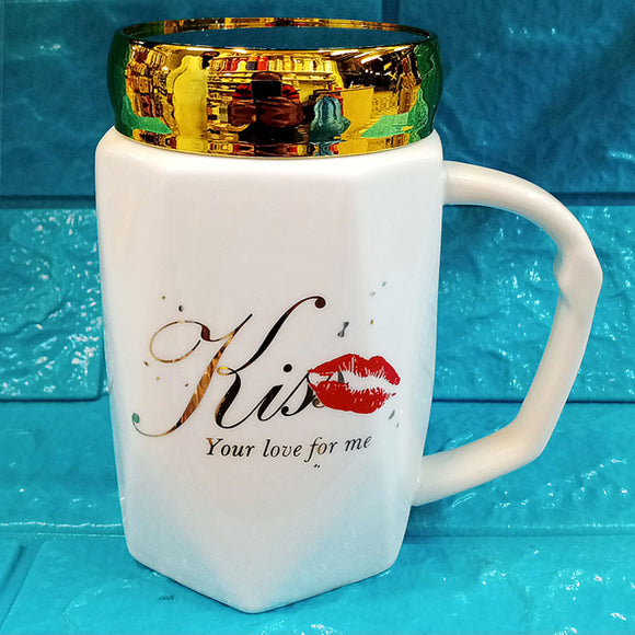 Kiss Only Ceramic Imported Quality 300ml Mug With Plastic Air-Tight Lid