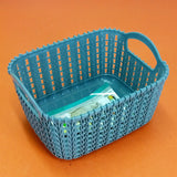 Kiwi Knit-Knot Small Size Storage Rectangle Basket ( Random Colors Will Be Sent)