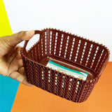 Kiwi Knit-Knot Small Size Storage Rectangle Basket ( Random Colors Will Be Sent)