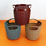 Kiwi Jute Style Round Multi-Purpose Small Size Plastic Storage Basket ( Random Colors Will Be Sent)