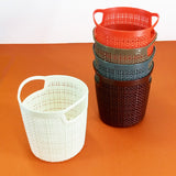 Kiwi Jute Style Round Multi-Purpose Small Size Plastic Storage Basket ( Random Colors Will Be Sent)