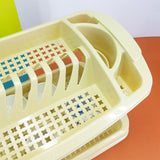 Leido Multi-Purpose 2-Layer Plastic Dishes Rack With Water Drain Tray ( Random Colors Will Be Sent )