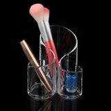 Acrylic 3-Compartment Cosmetics Brush Holder & Organizer