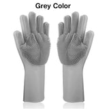 Pack Of 2pcs Silicon Dish Washing / Cleaning Kitchen  Gloves With Sponge ( Random Colors Will Be Sent )