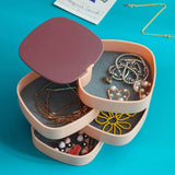 Rotating 360' Jewelry Organizer Box With Mirror ( Random Colors Will Be Sent)
