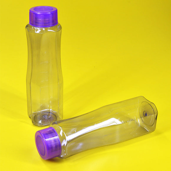 Pack Of 2pcs Transparent Plastic 1 Litre Water Bottle