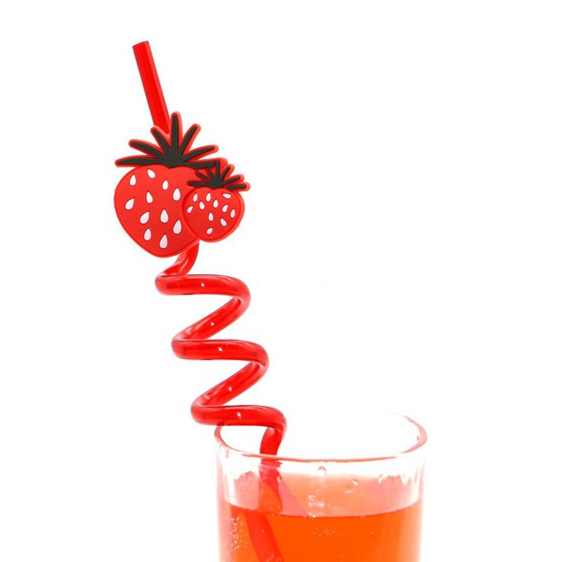 Pack Of 4pcs Re-Usable Fruit Plastic Acrylic Drinking Party Straws