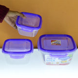 Lavena Pack Of 3pcs Square Shape Air Lock Food Storage Bowl Set