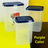 Appollo Pack Of 3pcs Multi-Purpose Plastic Grains & Snack Storage Jar Set ( Random Colors )