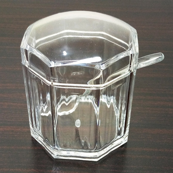 Acrylic Imported Quality Transparent Plastic Sugar Pot With Spoon