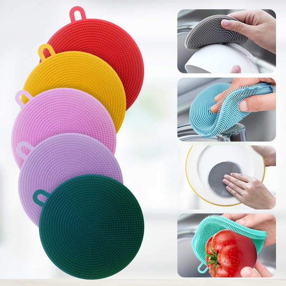Silicone Multi-Purpose Rubber Soft Cleaning Bowl Bath Dish-washing Sponge (Random Colors Will Be Sent)