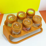 Brite Spice Zone Masala Spice Stand Rack With Spoons ( Each Jar Capacity 250-grams)