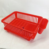 Stanplus Medium Size Plastic Dish Rack With Bottom Drain Tray & Side Cutlery Box ( Random Colors Will Be Sent)