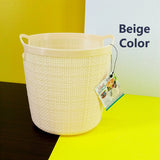 Kiwi Jute Style Round Multi-Purpose Small Size Plastic Storage Basket ( Random Colors Will Be Sent)