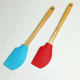 Silicon Heavy-Duty Kitchen Spatula With Wooden Handle ( Random Colors Will Be Sent )