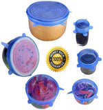 Color Pack Of 6pcs Stretchable Silicon Rubber Food Container Sealing Lid (Random Colors Will Be Sent)