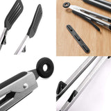 Salad Serving Cooking Medium-Size Tong With Plastic Front Catchers / Holders