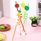 Pack Of 4pcs Re-Usable Fruit Plastic Acrylic Drinking Party Straws