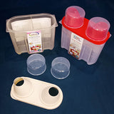 Ideal 2-Compartment Medium-Size Plastic Sealed 1.2-Kg Grain Storage Jar ( Random Colors )