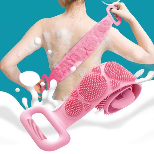 Bath Shower Silicone Body Brush Belt ( Pink Color )